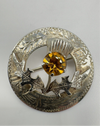 Vintage Citrine Paste Thistle Brooch in Sterling Silver by Ward Brothers