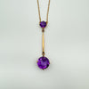 Vintage / Antique 9ct Rose Gold 3ct Amethyst Drop Pendant Necklace