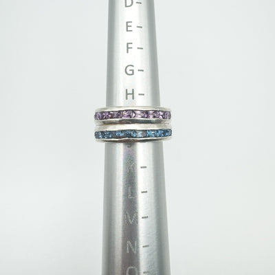 Chunky Double Row Full Eternity Band in Sterling Silver Topaz Amethyst Size I J