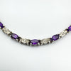 Amethyst & Diamond Tennis Bracelet 8” in Sterling Silver 925