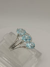 1.5ct Blue Topaz Trilogy Sterling Silver Ring Size N - O Forefinger Ring