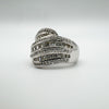 2ct CZ Multi Row Wave Ring in Sterling Silver 925 Size L - M Heavy 6g