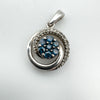 Unusual Blue & White 0.20ct Diamond Pendant in Sterling Silver 925