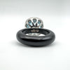 Huge 19.77ct Blue Topaz & Natural Diamond Onyx Cocktail Ring Size P - Q