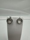 Sterling Silver Swirly Circles CZ Stud Earrings 925 *