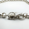 Chunky Double Heart Charm 18” Rolo Links Chain in Sterling Silver 59g