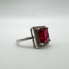 Pink Square 2.5ct Ruby CZ Engagement Stacking Ring in Sterling Silver  L - M *