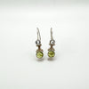 Vintage Peridot Grey Rutile Quartz Shepherds Hook Drop Earrings Sterling Silver