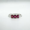 0.30ct Natural Ruby Trilogy Ring in Sterling Silver 925 Size O - P