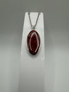 Vintage Agate Oval Pendant & 18” Necklace Belcher Chain 925 *