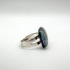 Unusual Large Purple Glass Colour Change Ring in Sterling Silver 925 Size N - O