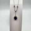 18ct White Gold Sapphire & Diamond Pendant Necklace 16” Chain