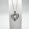 Diamond Double Open Heart Pendant & 18” Necklace in Sterling Silver 925 *