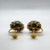 Vintage Antique 9ct Gold Turquoise & Pearl Earrings Screw On Unpierced Ears 4.8g