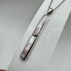 Pink Mother of Pearl Bar Drop Pendant 16” Necklace in Sterling Silver 925 6g *