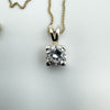 0.80ct CZ Solitaire Pendant & 18” inch Chain Necklace in Sterling Silver 925 *