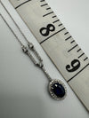 18ct White Gold Sapphire & Diamond Pendant Necklace 16” Chain