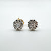 18ct White & Gold Diamond Stud Flower Set Earrings 750 