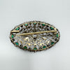 Antique Natural Emerald & Rose Cut Diamond Brooch in Gold / Silver 7g