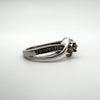 Black CZ & Diamond Ring in Sterling Silver 925 Size P - Q