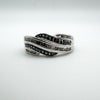 Blue & White Diamond Multi Row Ring in Sterling Silver 925 Q - R