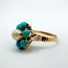 Antique 9ct Gold Pearl & Turquoise Ring Size L - M 3.5g