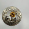 Vintage Citrine Paste Thistle Brooch on Sterling Silver 925 by Ward Brothers 