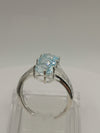 1.5ct Blue Topaz Trilogy Sterling Silver Ring Size N - O Forefinger Ring