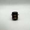 Vintage Huge 5ct Smoky Quartz Engagement Ring Sterling Silver 925 Size Q - R