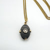 Art Deco Diamond & Onyx Pendant with a Vintage 15” 9ct Gold Curb Chain