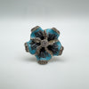 Huge Unusual Enamelled Blue Flower Pansy CZ Cocktail Ring Size L - M 6g