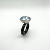 Huge 19.77ct Blue Topaz & Natural Diamond Onyx Cocktail Ring Size P - Q