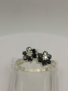 Toi Et Moi Black Flower CZ Ring in Sterling Silver 925 Size N - O