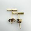 CZ Bar Drop Gold Plated Stud Earrings in Sterling Silver 925