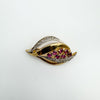 Vintage 9ct Gold & White Gold Ruby & Diamond Brooch Leaf / Flower / Tulip