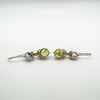 Vintage Peridot Grey Rutile Quartz Shepherds Hook Drop Earrings Sterling Silver