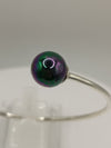 Unusual Flexible Torque Bangle / Cuff / Beaded Coloured Ball Sterling Silver 925