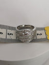 2ct CZ Multi Row Wave Ring in Sterling Silver 925 Size L - M Heavy 6g