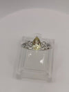 Citrine / Lemon Quartz & White Topaz Sterling Silver Ring Size R - S by TGGC