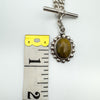 Vintage T-Bar & 18” Curb Links Chain & Tigers Eye Pendant Sterling Silver 47g