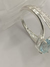 1.5ct Blue Topaz Trilogy Sterling Silver Ring Size N - O Forefinger Ring