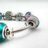 Blue / Green Italian Charm Bracelet in Sterling Silver 925 by Carlo Biagi 49g