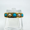 9ct Gold Half Hoop Turquoise & Pearl Ring Size N - O