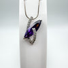 Large Sparkly Amethyst & CZ Pendant on 18” Necklace in Sterling Silver 925 *