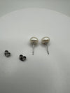 Large Sterling Silver 925 Pearl Stud Earrings *