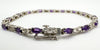 Amethyst & Diamond Tennis Bracelet 8” in Sterling Silver 925