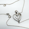 Diamond Double Open Heart Pendant & 18” Necklace in Sterling Silver 925 *