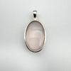 Large Oval Rose Quartz Pendant in Sterling Silver 925