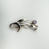 Vintage Rose / Tulip Amethyst Brooch in Sterling Silver 925