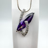 Large Sparkly Amethyst & CZ Pendant on 18” Necklace in Sterling Silver 925 *